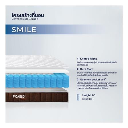 ที่นอนพ็อกเก็ตสปริง 6 ฟุต PICASSO COMFORT รุ่น SMILE_5