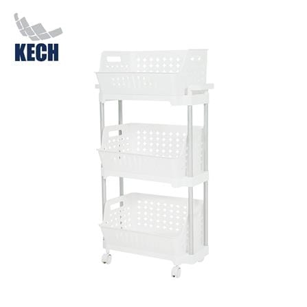 ชั้นตะกร้าวางของ 3 ชั้น มีล้อ KECH WAGON 53X29X95 ซม. สีขาว_0