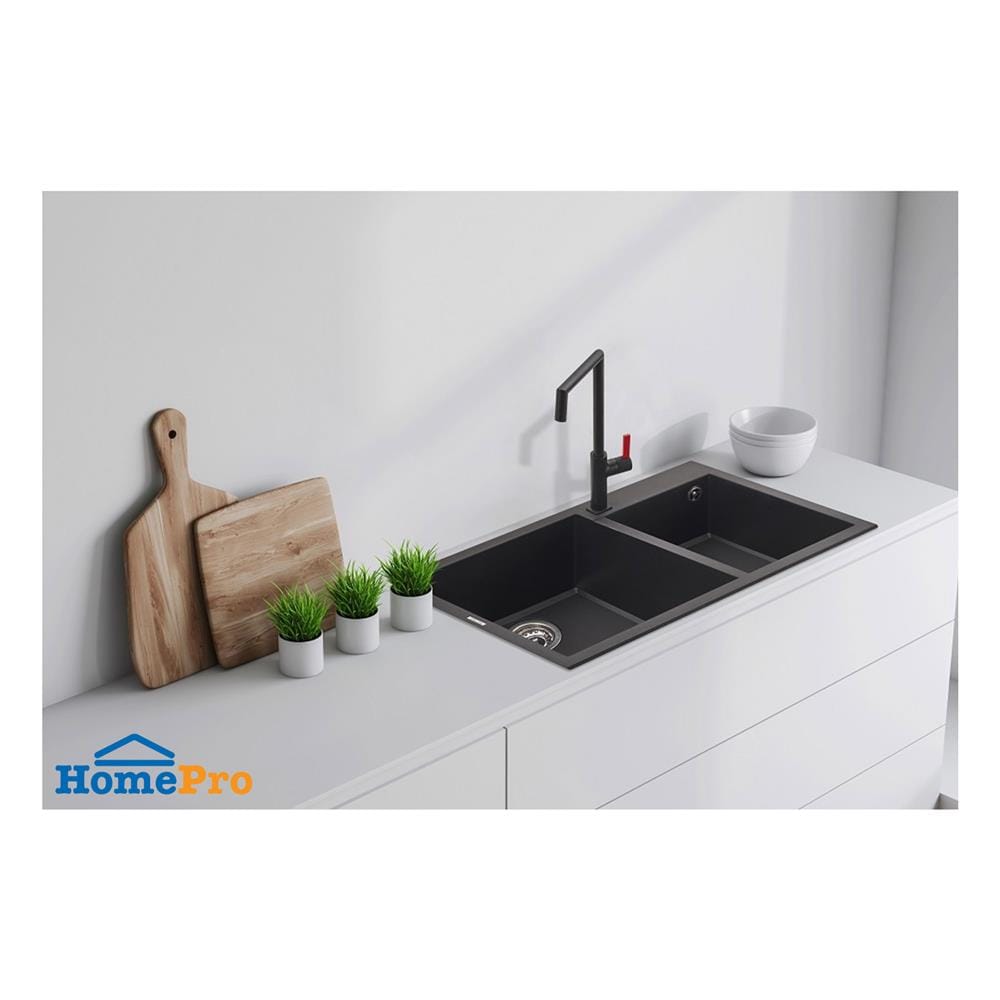 ซิงค์ฝัง 2 หลุม METRIX NES20BL สีดำ
