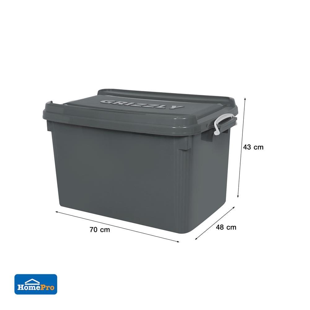 กล่องเก็บของ 100 ลิตร ME LIVING GRIZZLY 70x48x43 ซม. สีเทา