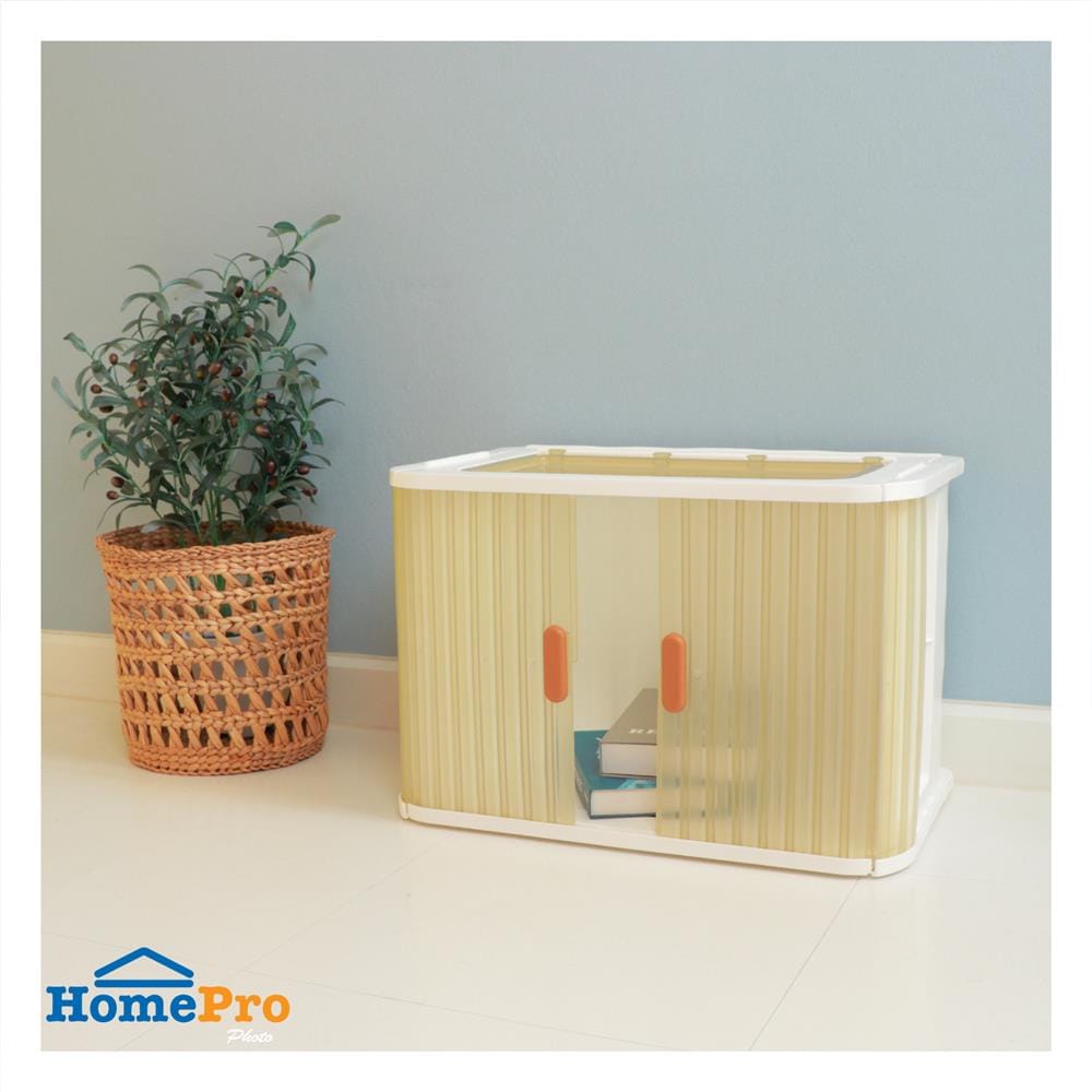 กล่องบานสไลด์ STACKO MEET 60x37x40 ซม. สีขาว/น้ำตาล