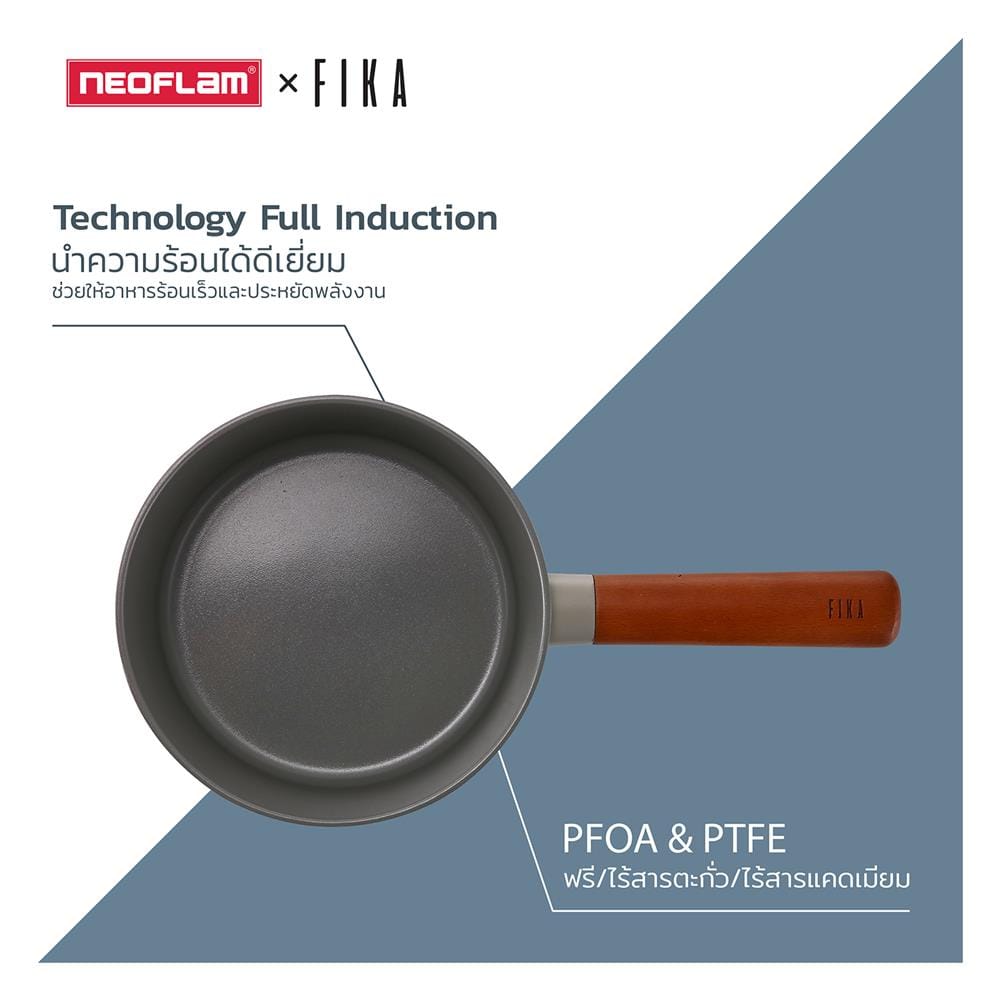กระทะตื้น 24 ซม. NEOFLAM FIKA RESERVE FULL INDUCTION MIDNIGHT GREEN