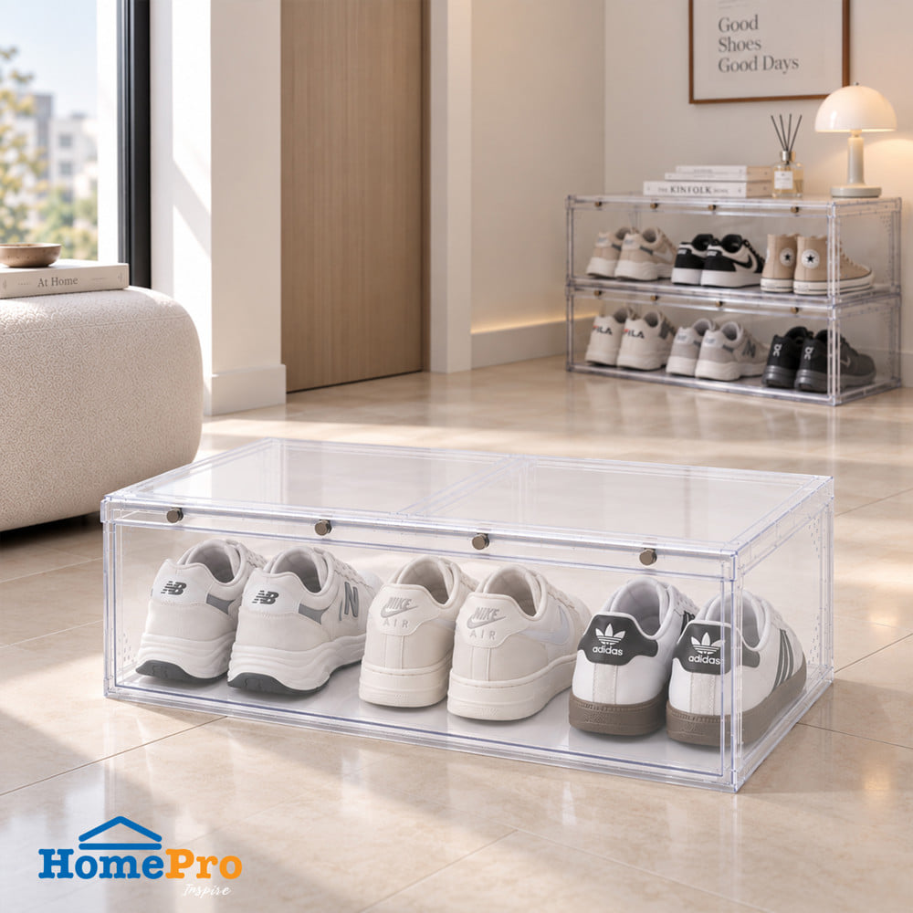 กล่องรองเท้า STACKO MAGNETIC LOCK 56X37X18.30 ซม. ใส