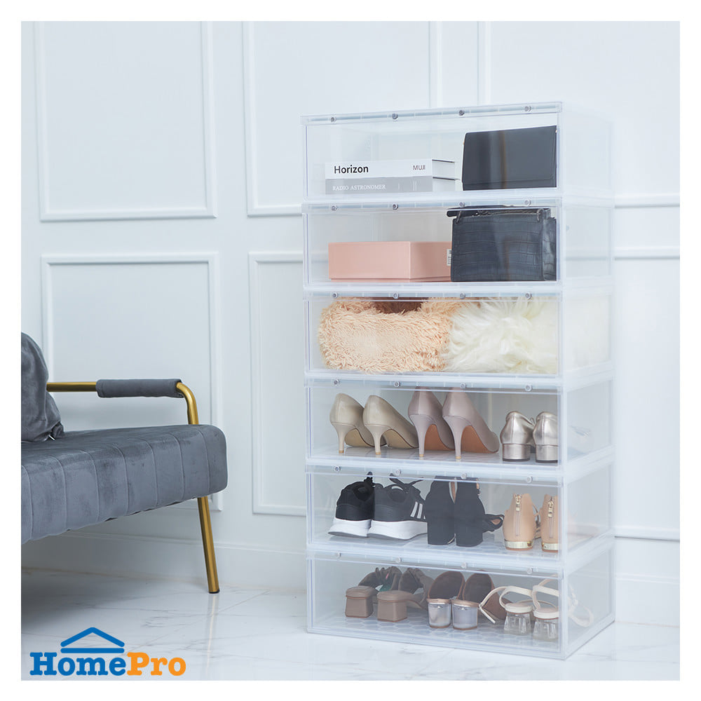 กล่องรองเท้า STACKO MAGNETIC LOCK 56X37X18.30 ซม. ใส