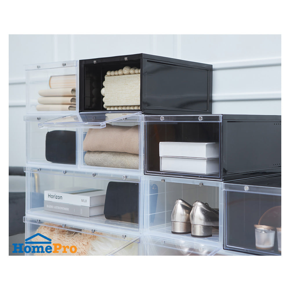 กล่องรองเท้า STACKO MAGNETIC LOCK 56X37X18.30 ซม. ใส