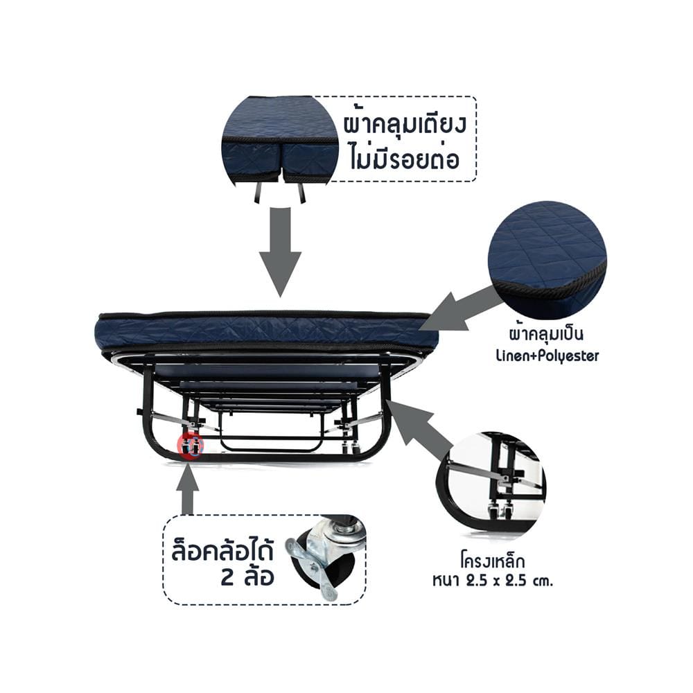 เตียงพับพร้อม TOPPER THAIBULL EZ-030 RX-018 สีกรมท่า
