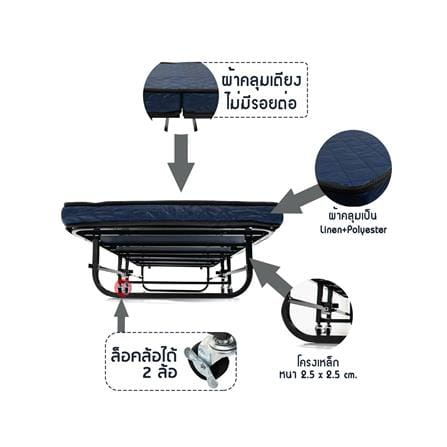 เตียงพับพร้อม TOPPER THAIBULL EZ-030 RX-018 สีกรมท่า_4