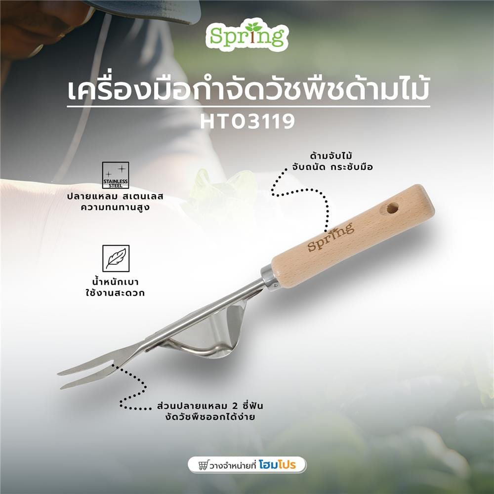 เครื่องมือกำจัดวัชพืชด้ามไม้ SPRING HT03119