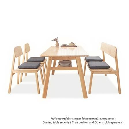 ชุดโต๊ะอาหาร 4 ที่นั่ง BAAN FURNITURE GASTON BENCH SET 120 ซม. สีไม้ธรรมชาติ_1