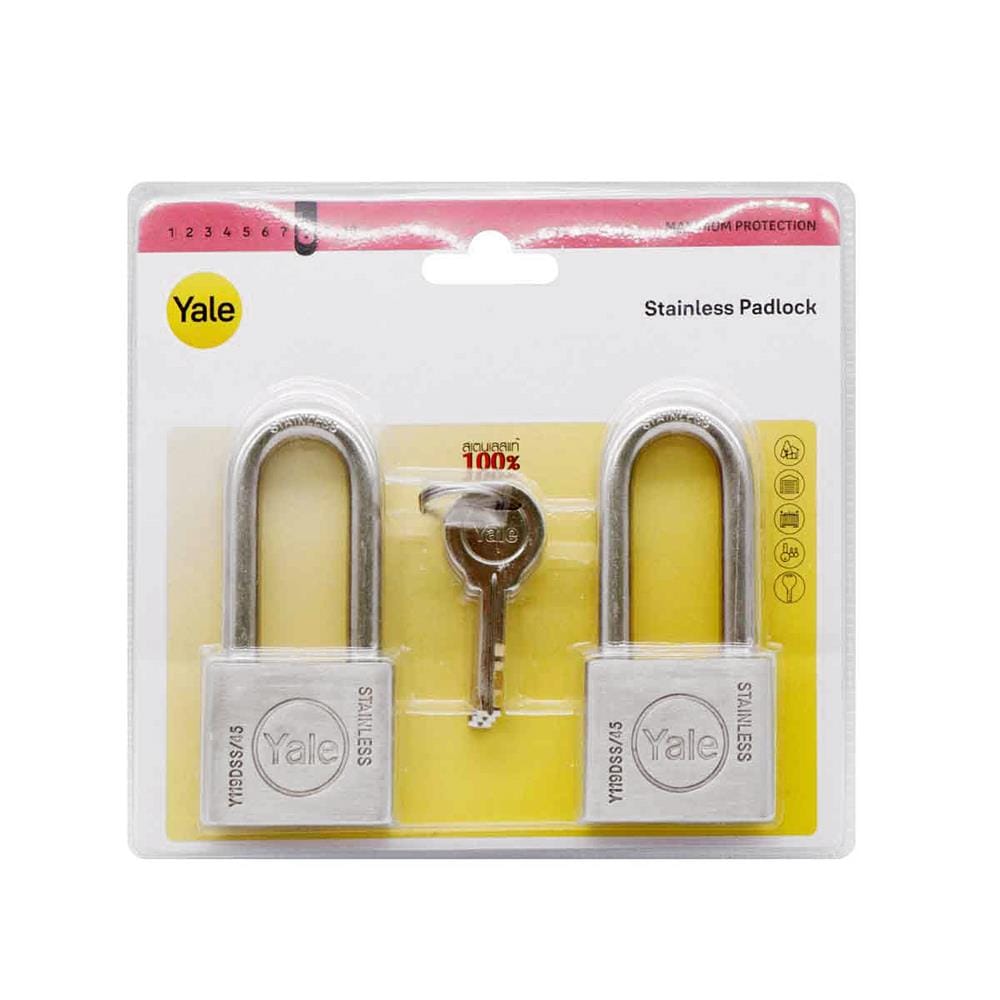 กุญแจคีย์อะไลท์ YALE Y119D SS 45 มม. สีสเตนเลส (แพ็ก 2 ชิ้น)