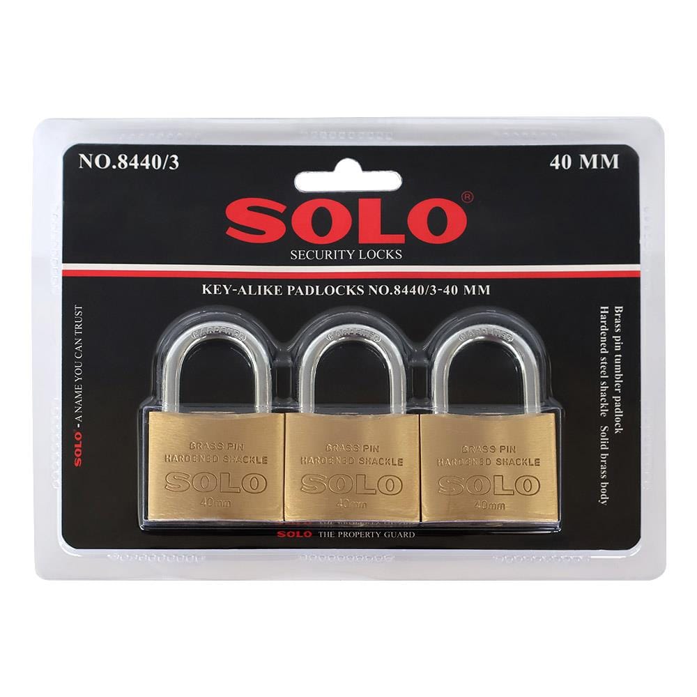กุญแจคีย์อะไลก์ SOLO 8440 40 มม. สีทองเหลือง 3 ตัว/ชุด