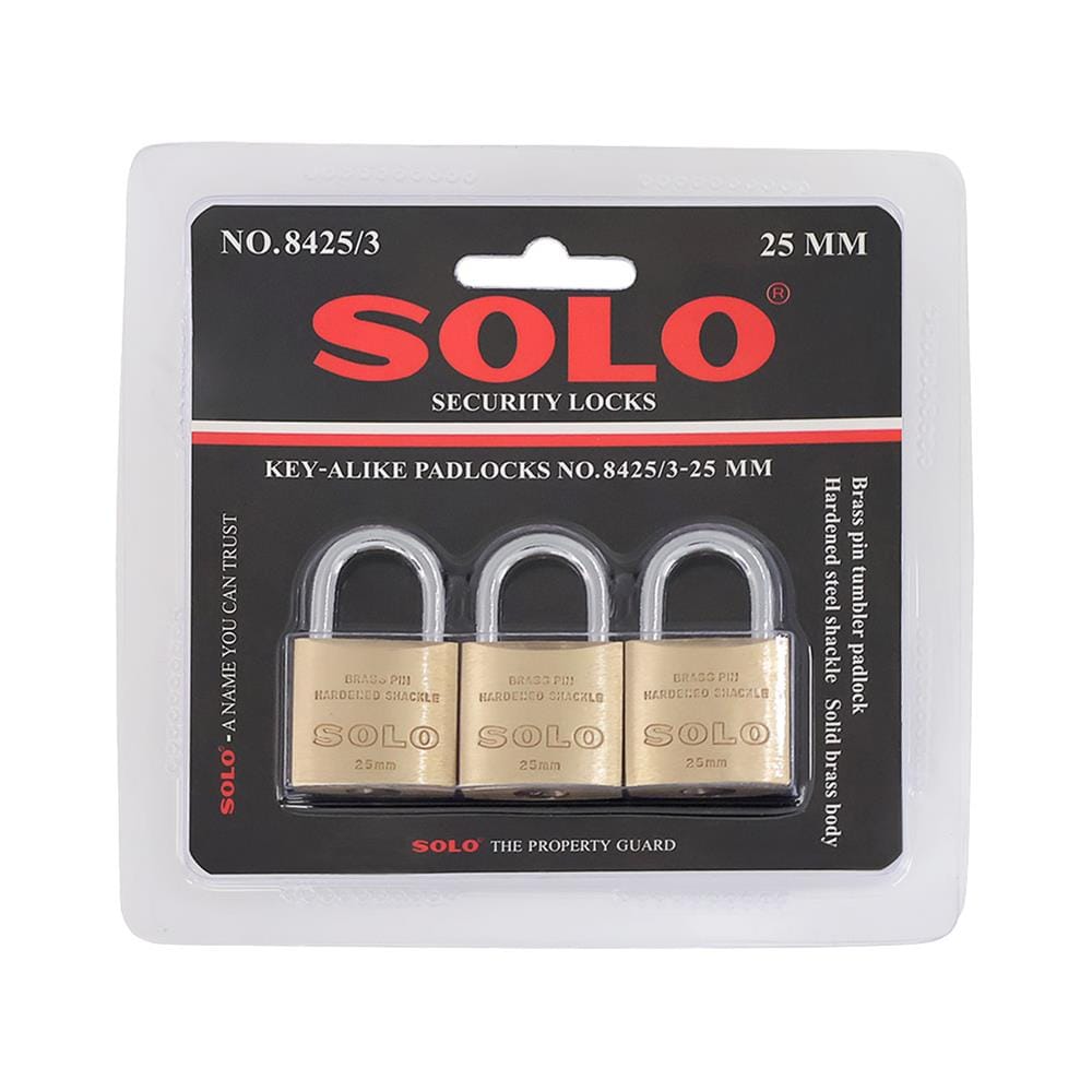 กุญแจคีย์อะไลก์ SOLO 8425 25 มม. สีทองเหลือง 3 ตัว/ชุด