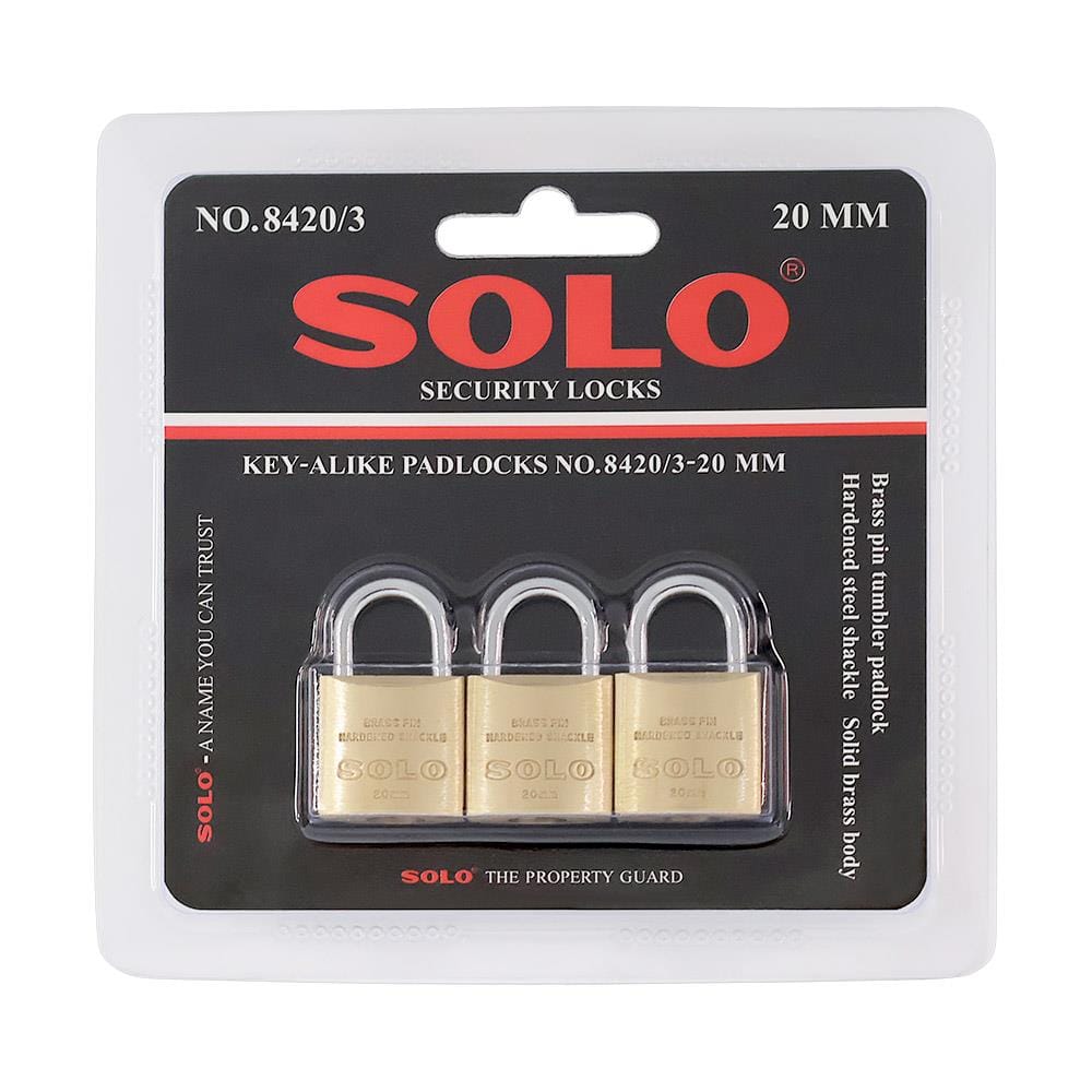กุญแจคีย์อะไลก์ SOLO 8420 20 มม. สีทองเหลือง 3 ตัว/ชุด