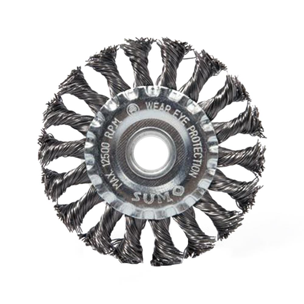 แปรงลวดกลมถักเปีย SUMO HEAVY DUTY 4 นิ้ว (4X1/2 นิ้ว X 16 มม.)