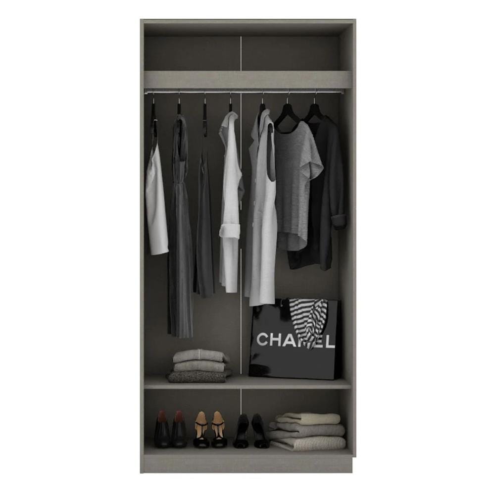 ตู้เสื้อผ้า 2 บานเปิด KONCEPT BLOX 100 ซม. สี DARK WOOD