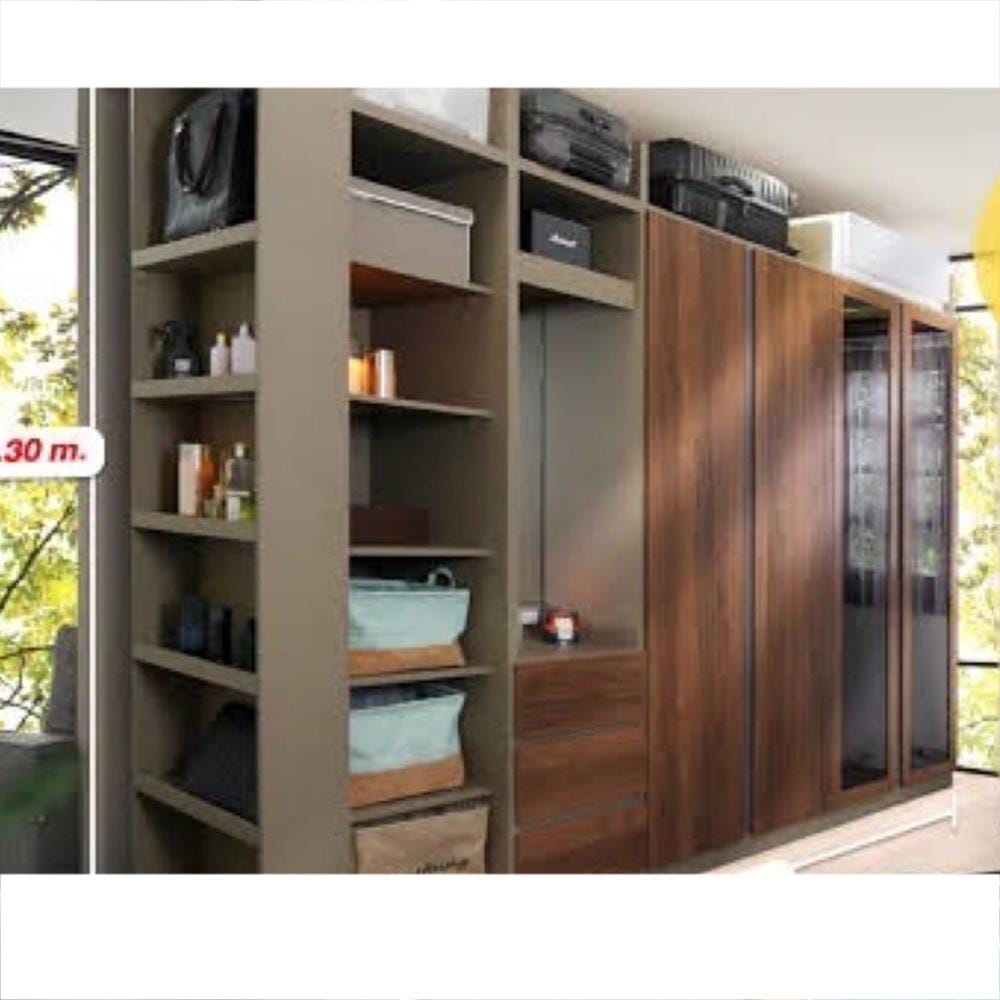 ตู้เสื้อผ้า 2 บานเปิด KONCEPT BLOX 100 ซม. สี DARK WOOD