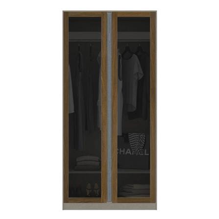 ตู้เสื้อผ้า 2 บานเปิด KONCEPT BLOX 100 ซม. สี DARK WOOD_0