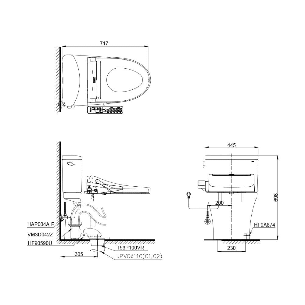 สุขภัณฑ์ 2 ชิ้น พร้อมฝาอัตโนมัติ TOTO CST767UW2R 4.8 ลิตร