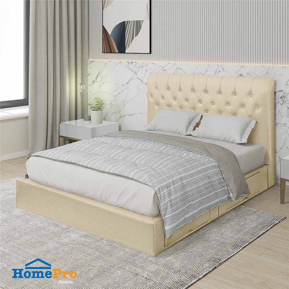 ฐานรองหัวเตียง 6 ฟุต HOME LIVING STYLE ROME-L สีครีม