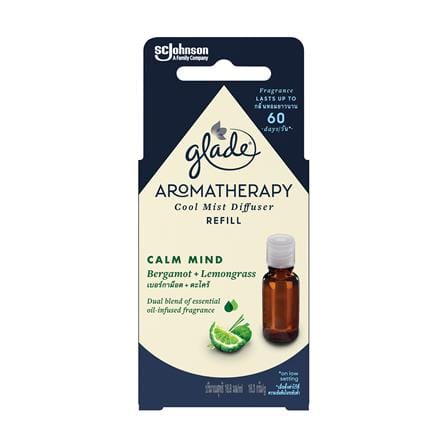รีฟิลเครื่องพ่นสเปรย์ GLADE AROMATHERAPY COOL MIST DIFFUSER 16.8ml กลิ่นเบอร์กาม็อตและตะไคร้หอม_0