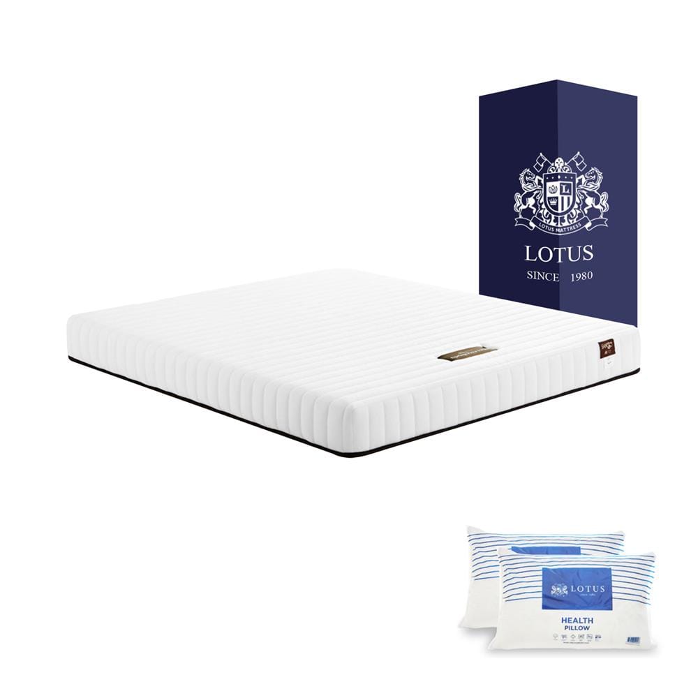 ที่นอนไฮบริด 6 ฟุต สุญญากาศ LOTUS รุ่น SPRING FREE I PLUS พร้อมหมอนหนุน 2 ชิ้น