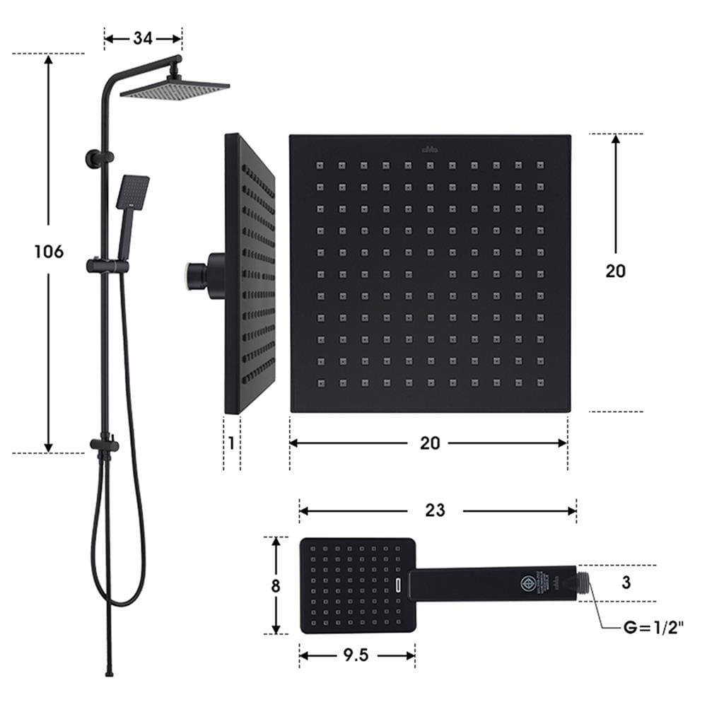 ฝักบัว RAIN SHOWER DMG GL-9102 สีดำ