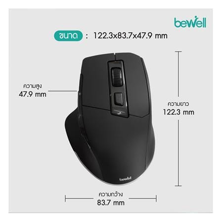 เมาส์ไร้สายเพื่อสุขภาพ Bewell EC-06 สีดำ_6