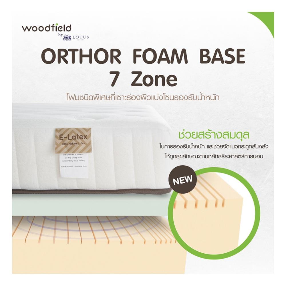 ที่นอนไฮบริด 6 ฟุต สุญญากาศ WOODFIELD รุ่น E-HYBRID-S พร้อมหมอนหนุน 2 ชิ้น