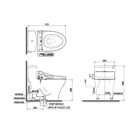 สุขภัณฑ์ 1 ชิ้น TOTO CW885UW2R 3/4.5 ลิตร_1