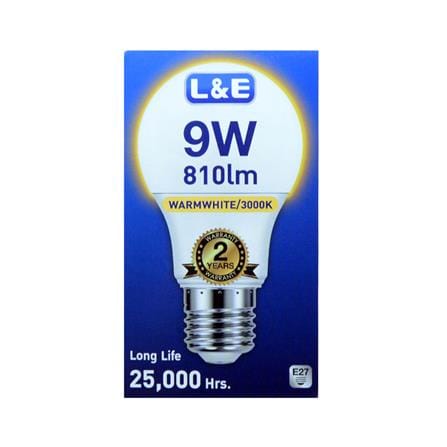 หลอด LED L&E BULB 9 วัตต์ WARM WHITE E27_1
