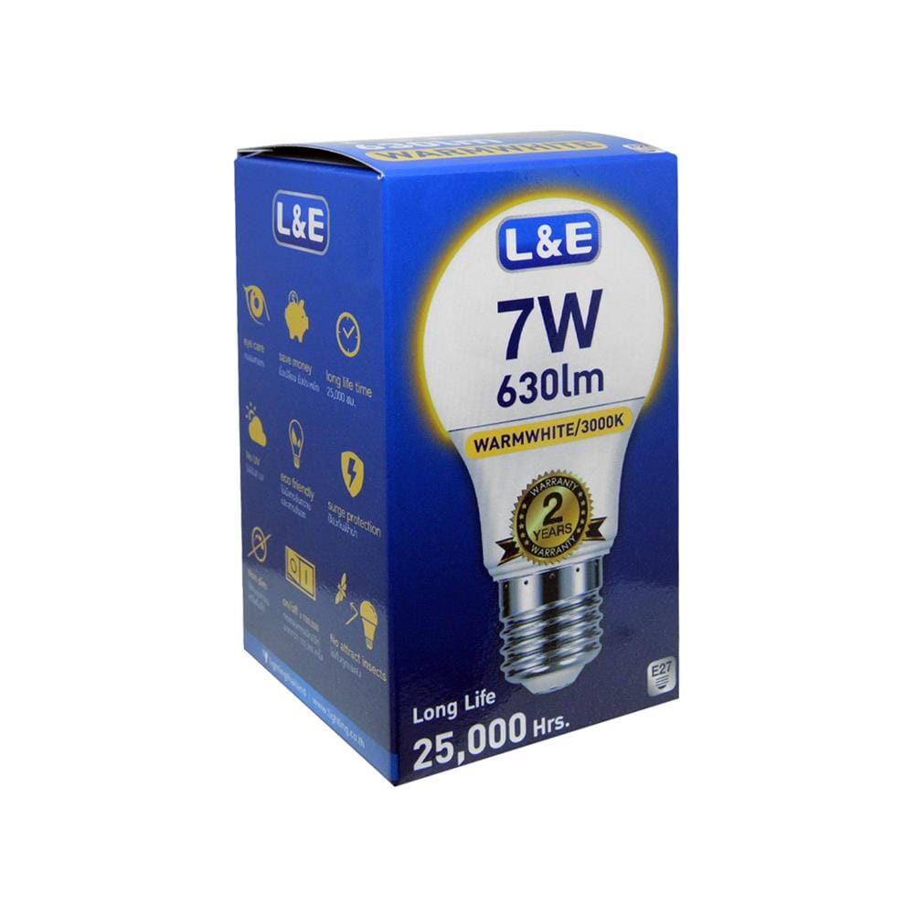 หลอด LED L&E BULB 7 วัตต์ WARM WHITE E27