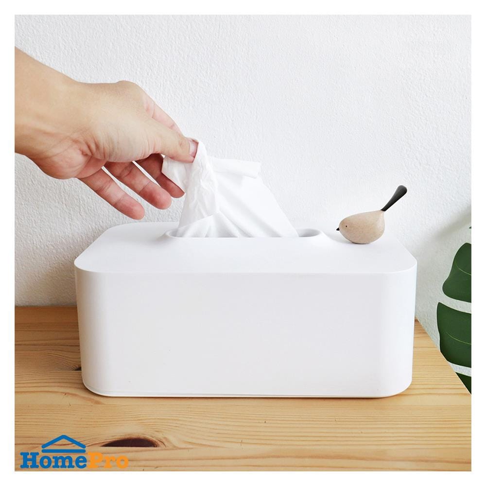 กล่องทิชชู่แผ่น MINIMAL SCULPT BIRDBIRD สีขาว