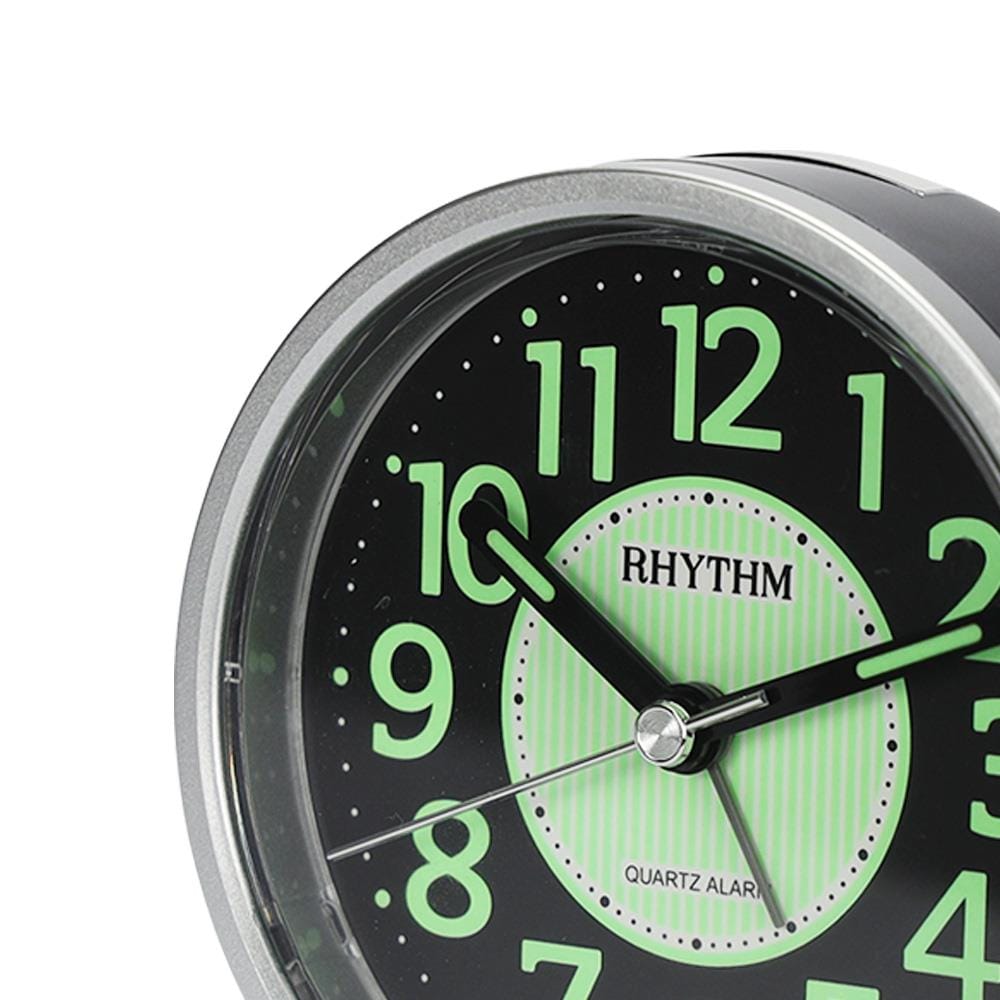 นาฬิกาตั้งโต๊ะพลาสติก RHYTHM CRE225NR19 3 นิ้ว สีเงิน