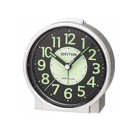 นาฬิกาตั้งโต๊ะพลาสติก RHYTHM CRE225NR19 3 นิ้ว สีเงิน