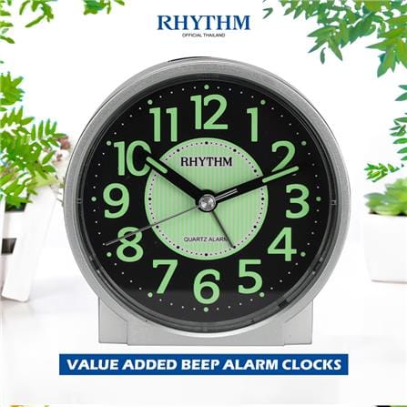 นาฬิกาตั้งโต๊ะพลาสติก RHYTHM CRE225NR19 3 นิ้ว สีเงิน_4