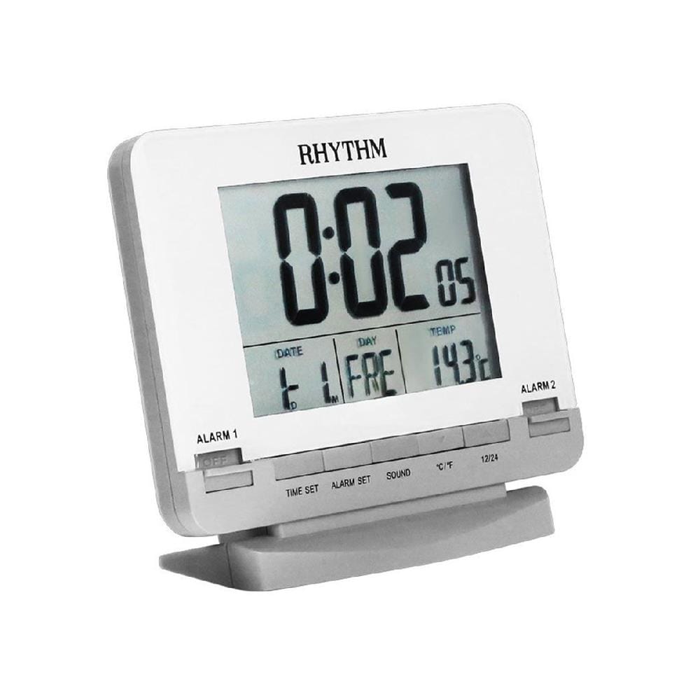 นาฬิกาดิจิทัล LED RHYTHM LCT075NR03 4X4.5 นิ้ว สีขาว
