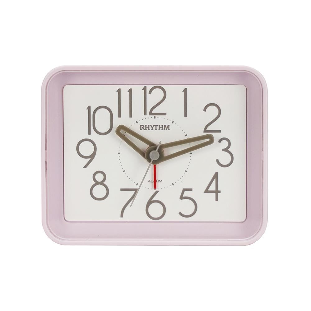นาฬิกาตั้งโต๊ะพลาสติก RHYTHM CRE891WR13 3X2.5 นิ้ว สีชมพู