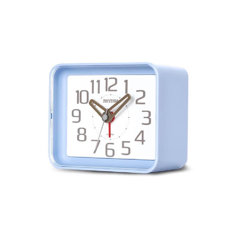 นาฬิกาตั้งโต๊ะพลาสติก RHYTHM CRE891WR04 2.5X3 นิ้ว สีฟ้า