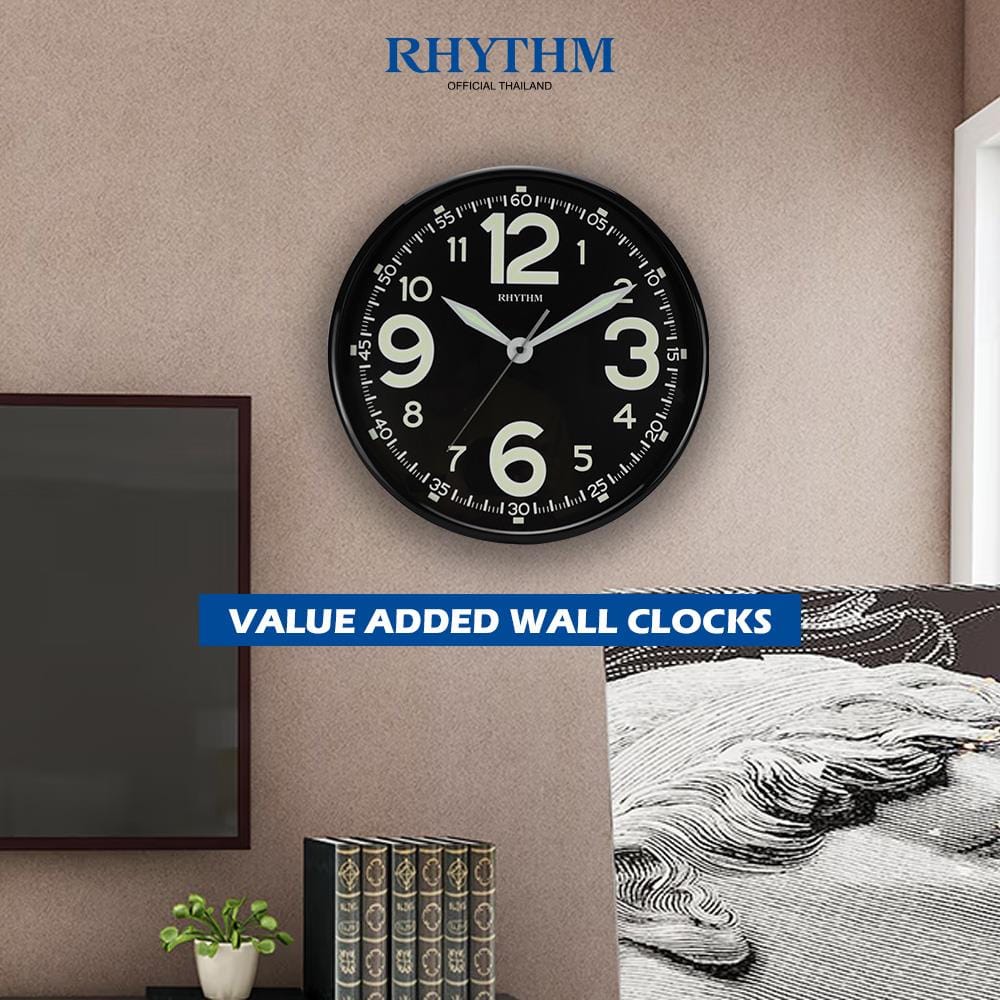 นาฬิกาแขวน RHYTHM CMG499BR02 12 นิ้ว สีดำ