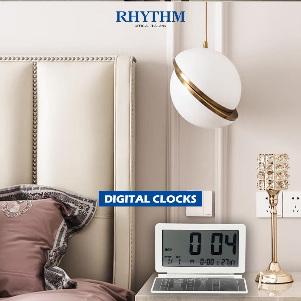 นาฬิกาตั้งโต๊ะดิจิทัล RHYTHM LCT098NR03 4X2.5 นิ้ว สีขาว