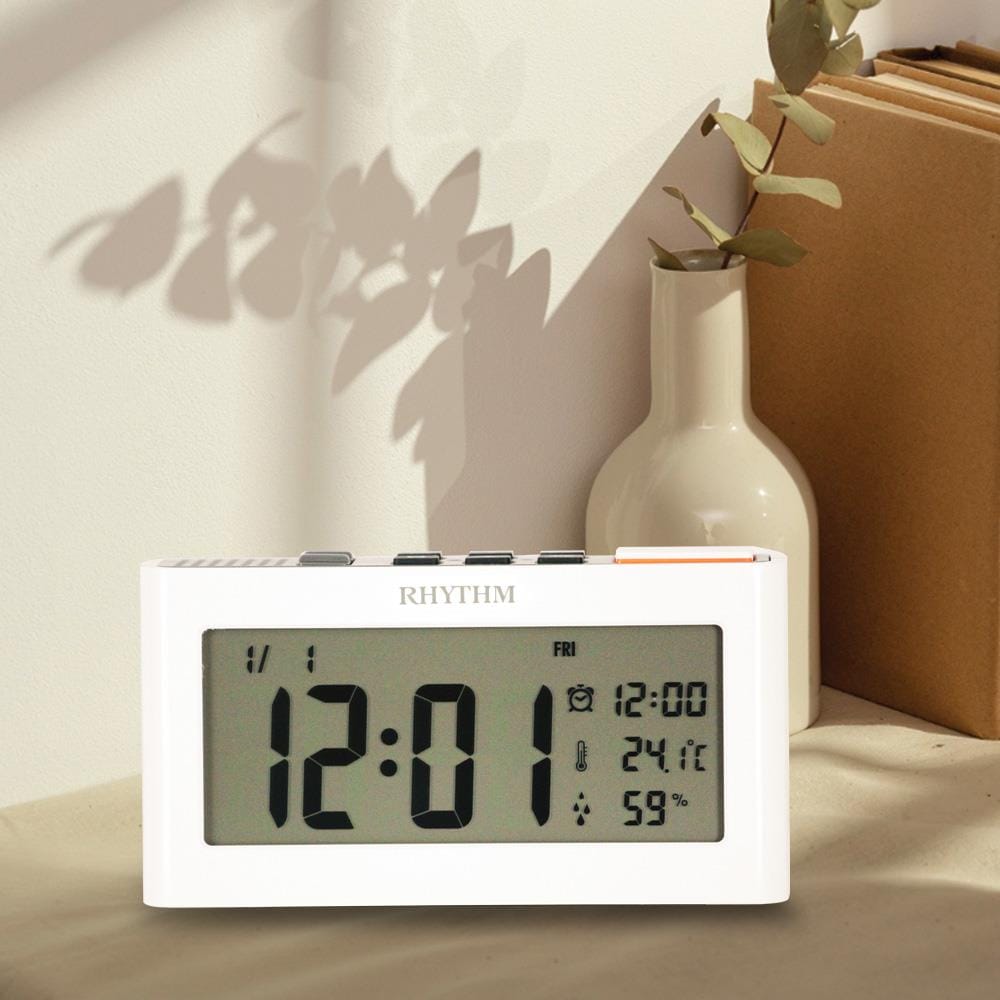 นาฬิกาดิจิทัล LED RHYTHM LCT101NR03 6X3 นิ้ว สีขาว