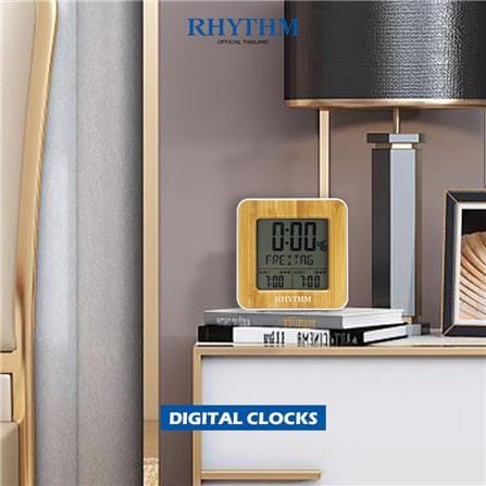 นาฬิกาตั้งโต๊ะดิจิทัล RHYTHM LCT085NR03 2.5X2.5 นิ้ว สีขาว_4