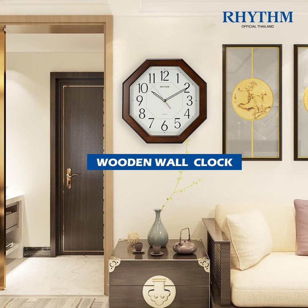 นาฬิกาแขวนไม้ RHYTHM CMG944NR06 11 นิ้ว สีน้ำตาล