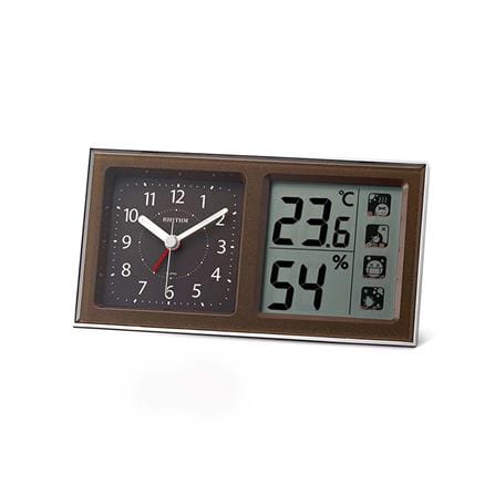 นาฬิกาตั้งโต๊ะพลาสติก RHYTHM 8RE678SR06 3X6 นิ้ว สีน้ำตาล_0