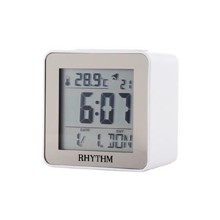 นาฬิกาตั้งโต๊ะดิจิทัล LED RHYTHM LCT076NR03 2.5X2.5 นิ้ว สีขาว_0