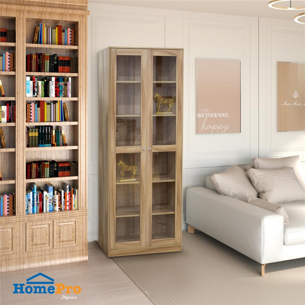 DISPLAY CABINET WITH GLASS DOORS FURDINI COLIN WHITE OAK