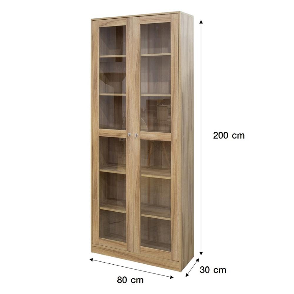 DISPLAY CABINET WITH GLASS DOORS FURDINI COLIN WHITE OAK
