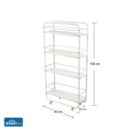 ชั้นวางของแคบ 4 ชั้น มีล้อ STACKO TIDY 50x20x106 ซม. สีขาว_7