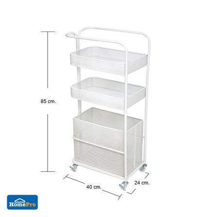 ชั้นวางของ 3 ชั้น มีล้อ STACKO GRACE 40x24x85 ซม. สีขาว_6