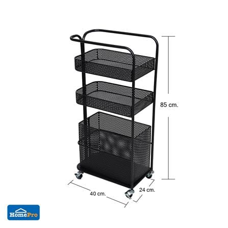 ชั้นวางของ 3 ชั้น มีล้อ STACKO GRACE 40x24x85 ซม. สีดำ_6